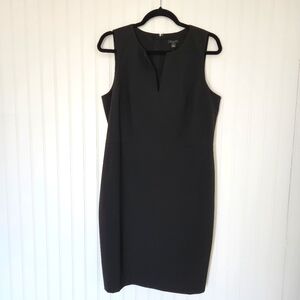 NEW ANN TAYLOR Black V Neck Sheath Careerwear Office Knee Length Dress 10P